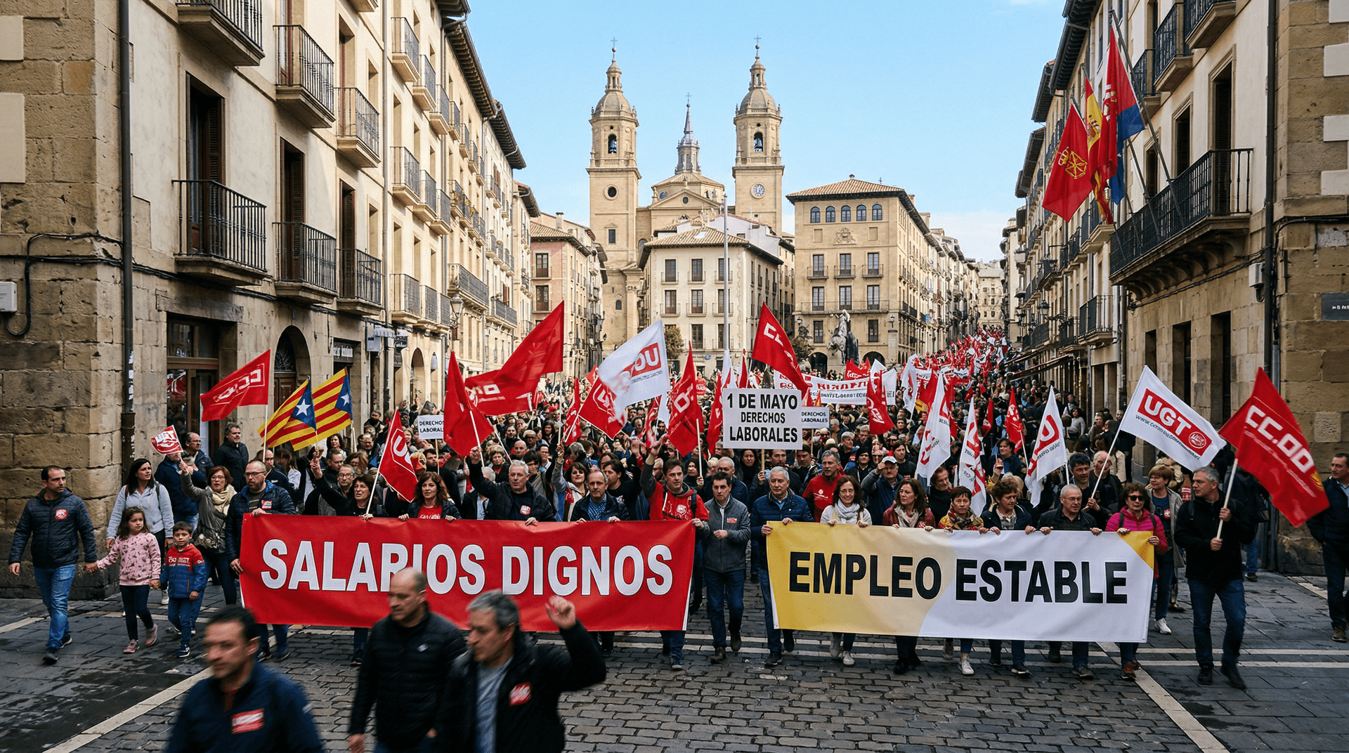 Miles de navarros marchan en Pamplona por el 1 de Mayo reclamando dere