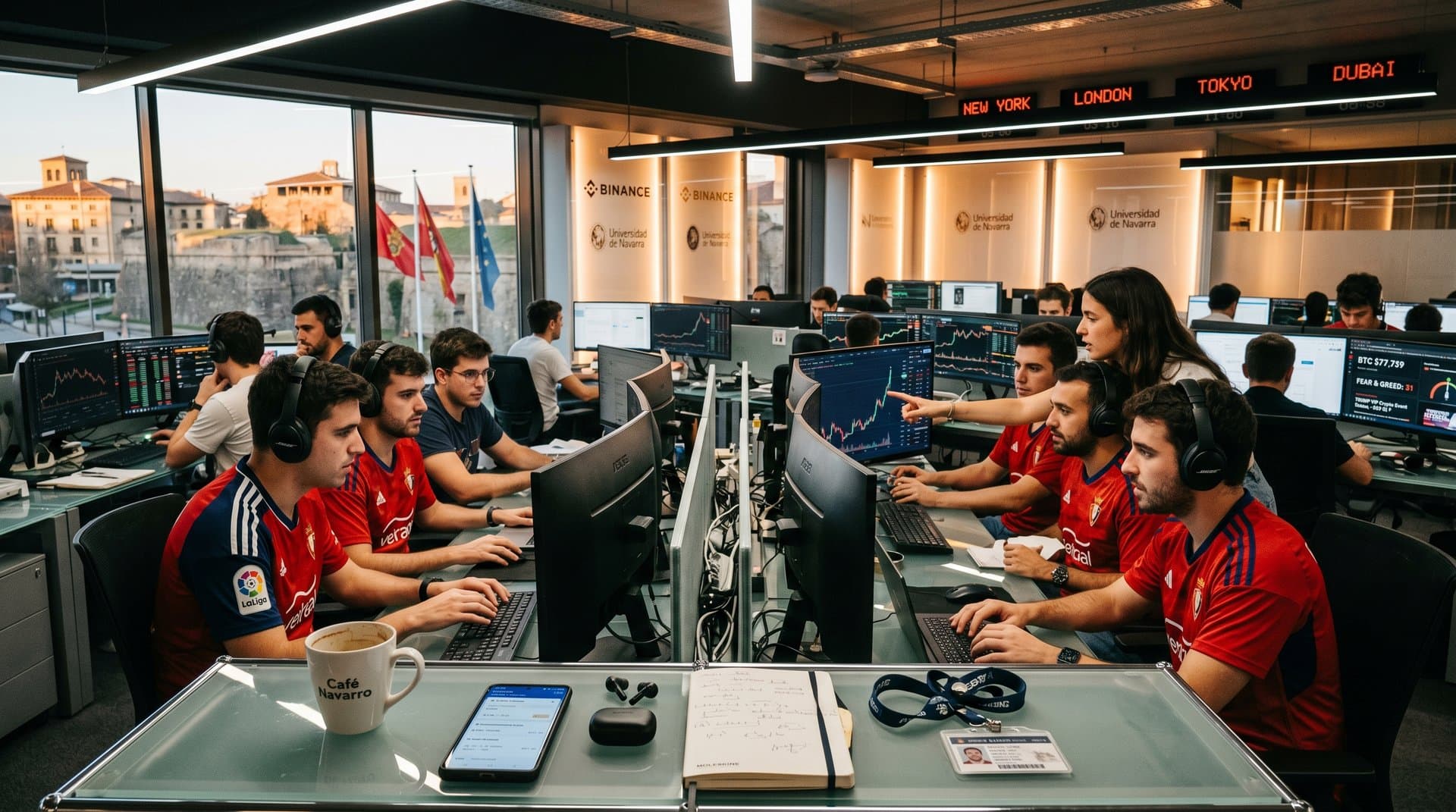 Traders navarros en hub fintech Pamplona analizan entradas Trump VIP crypto descuento 80% y BTC a 77.739 USD con vistas Ciudadela