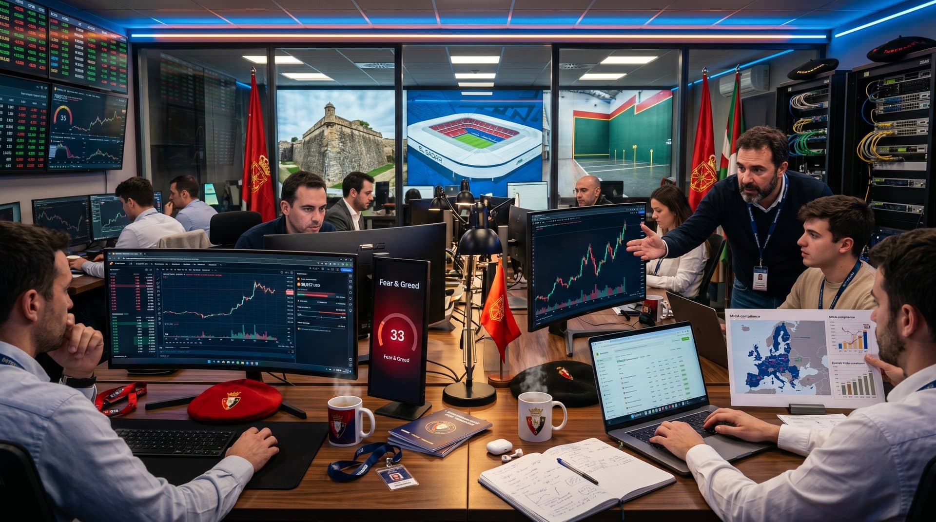 Inversores navarros analizan BTC 78k USD y Fear 33 con Osasuna al fondo en trading moderno