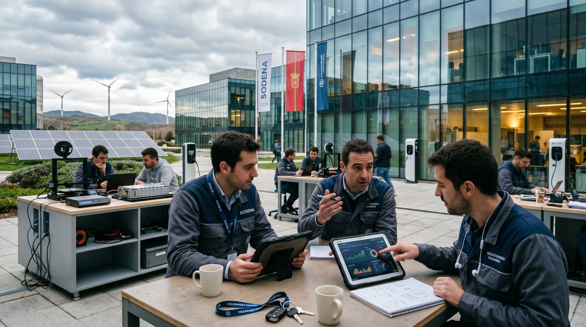 Ingenieros navarros en Parque Tecnológico de Pamplona discuten autonomía tecnológica IA y crypto con eólicas al fondo