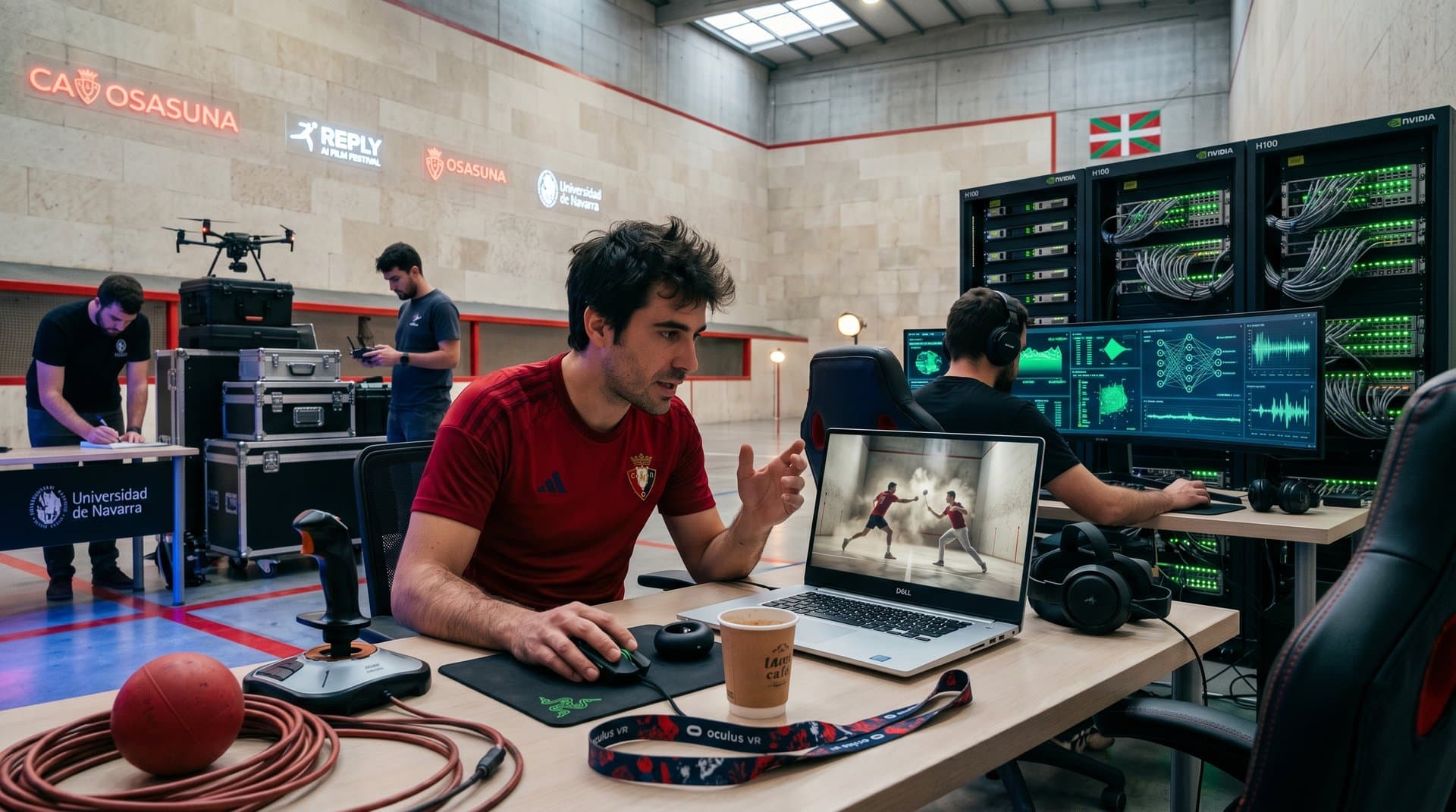 Filmmaker navarro crea corto IA de pelota vasca en frontón pamplonés con equipos high-tech