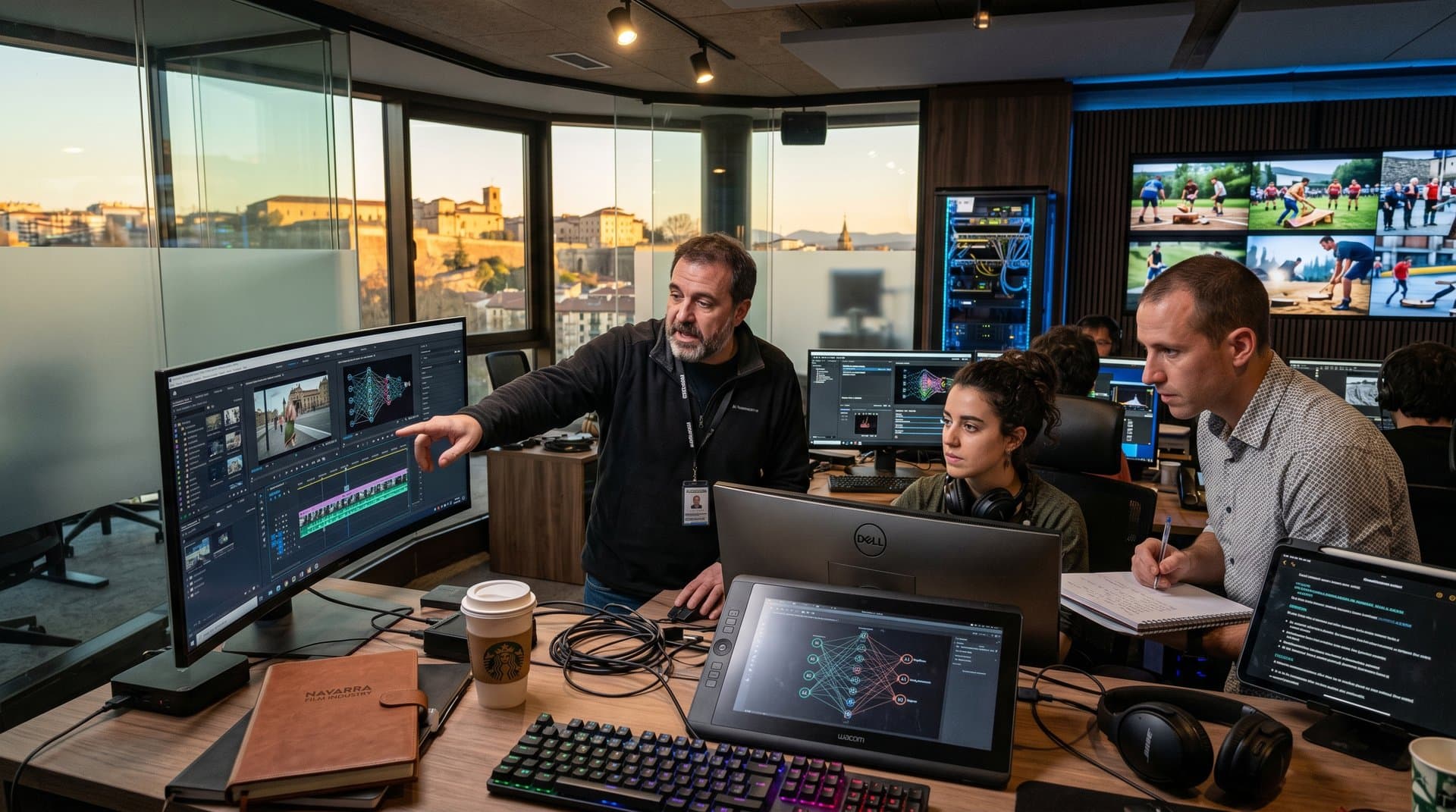 Equipo navarro en postproducción con IA regulada en estudio Pamplona