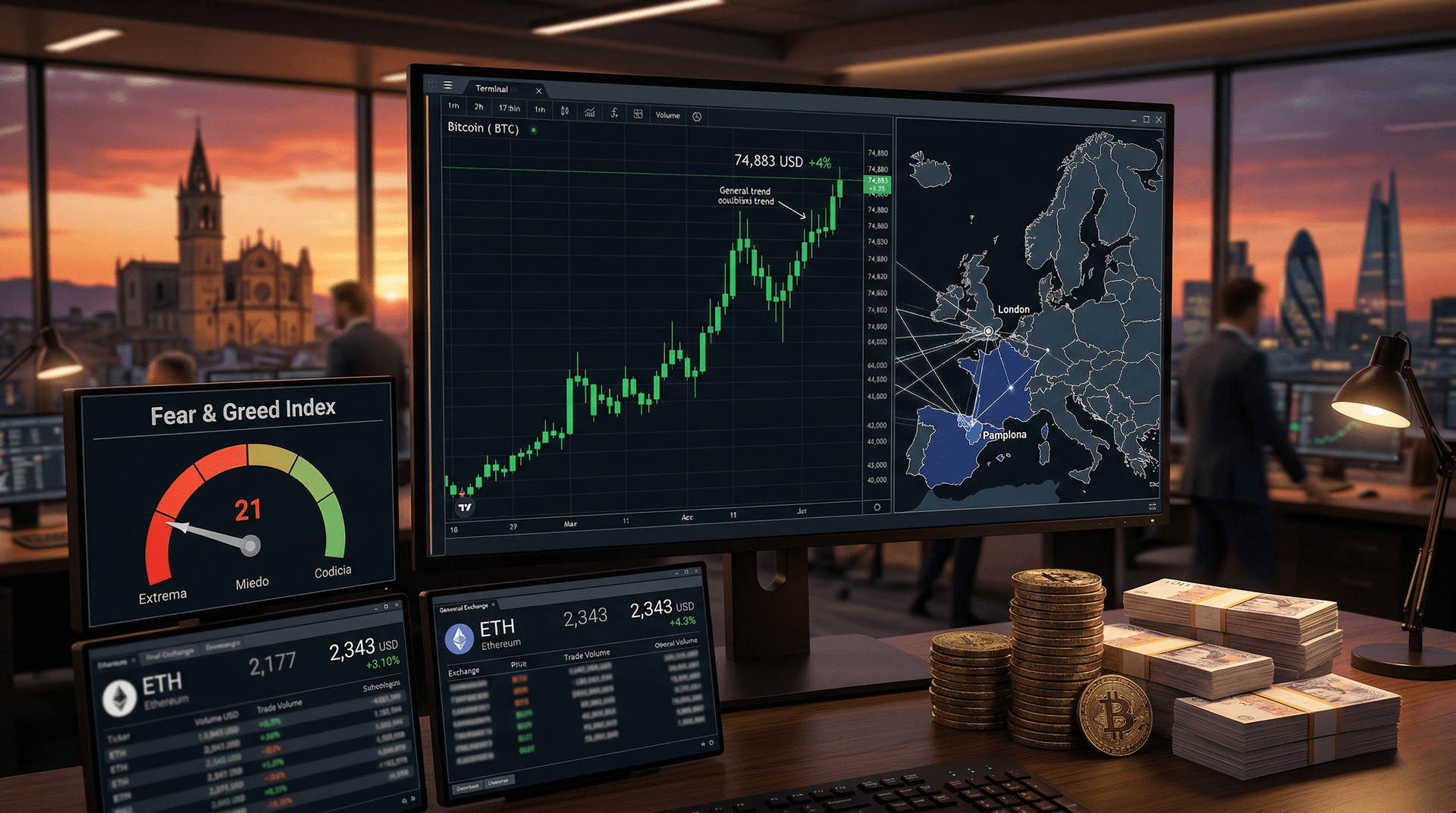 Stack BTC bitcoin compra £2M con Farage: BTC sube 4% a 74.883 USD