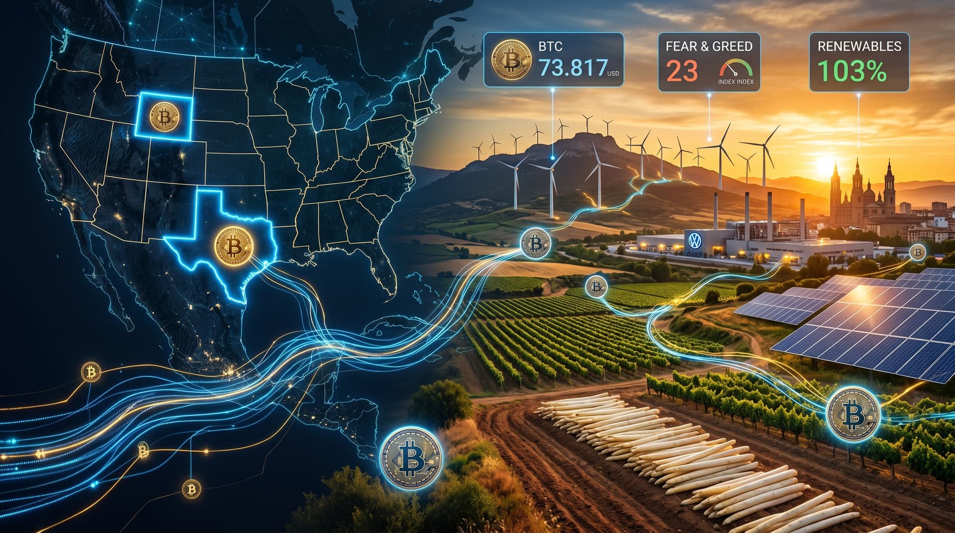 Estados EE.UU. crypto BTC 73.817 USD: Texas y Wyoming impulsan Navarra