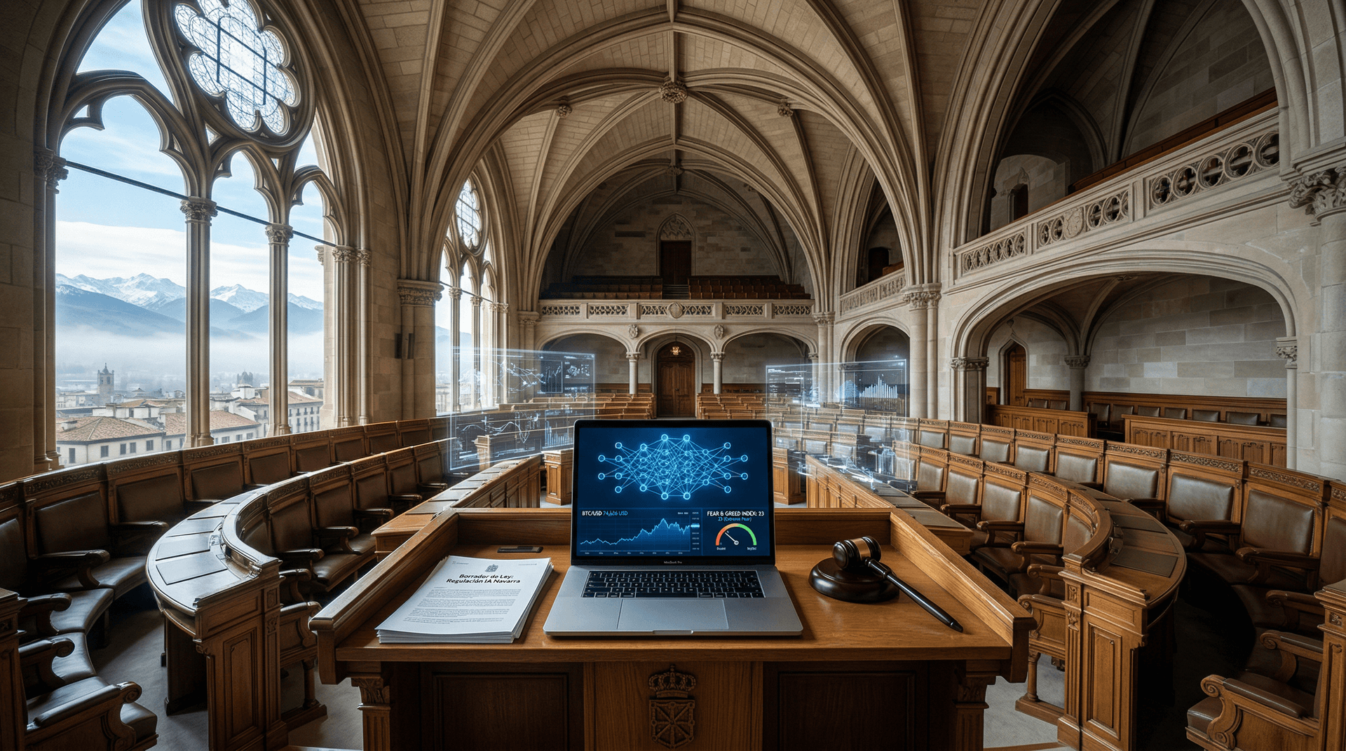 Regulación IA Navarra: Parlamento debate Illinois y Bitcoin a 74.656 USD