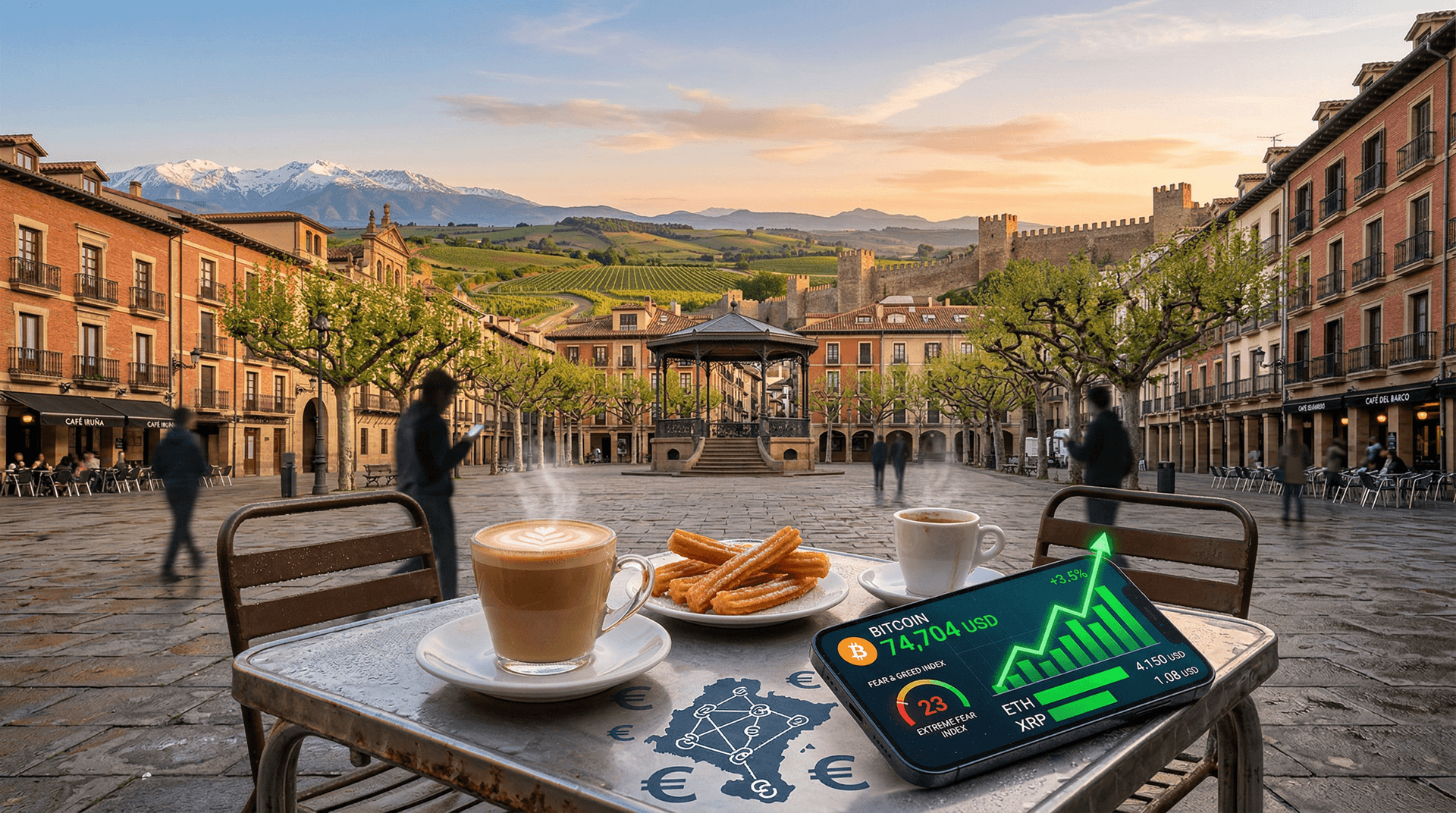 Guía Inversión Cripto Navarra: BTC Sube a 74.704 USD con Fear & Greed en 23