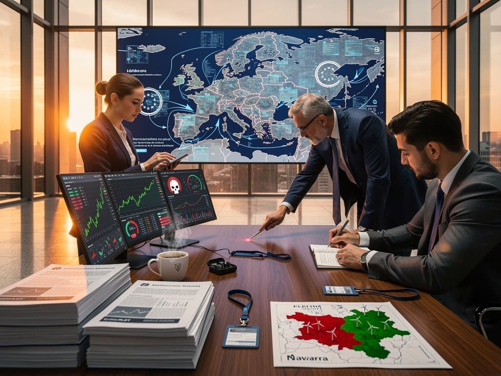 Ejecutivos en lobby BCE analizan gráficos crypto, MiCA y escándalo Polonia en terminal Bloomberg