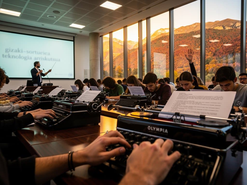 Máquinas de escribir IA aulas navarras en UPNA Pamplona contra plagio