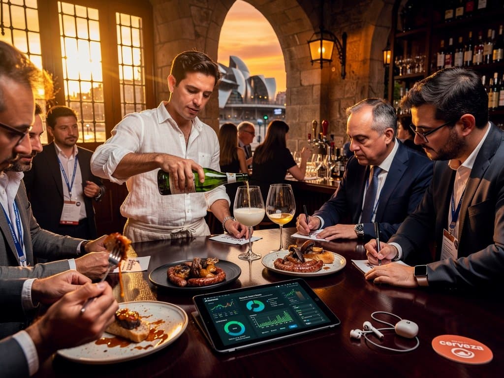 Bar pintxos Pamplona tablet IA pintxos txistorra skyline Bilbao Guggenheim