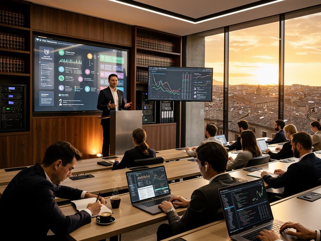 Aula UNAV Pamplona con IA legaltech, blockchain y Bloomberg Terminal en acción